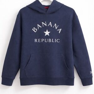 Banana Republic Navy Logo Hoodie XXL Pullover Sweatshirt